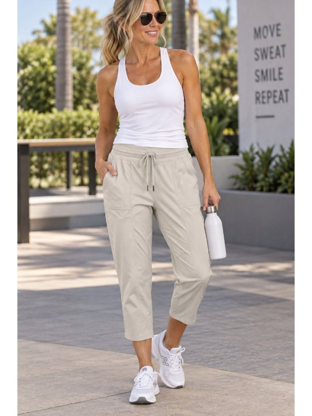 Lululemon Dance Studio Mid-Rise Crop Lined Pants Bone Size 10 LW6CLWB